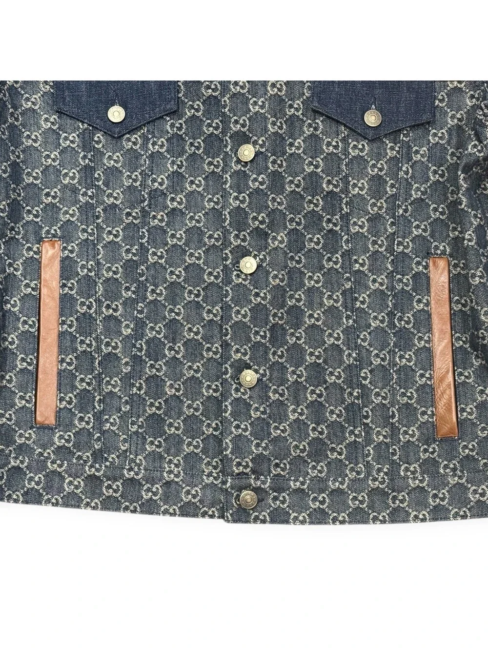 Gucci Eco Washed Organic GG Monogram Denim Jacket Size 48 Mens - NWT
